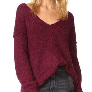 Free People Maroon Wine Lofty V-Neck Sweater